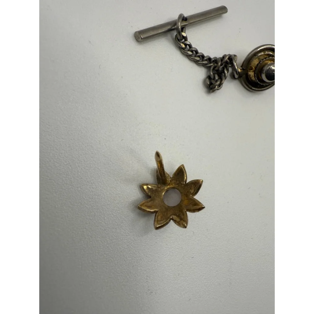 Men's Hickok Gold w/ opal Flower Tie Tack Lapel Pin One Size